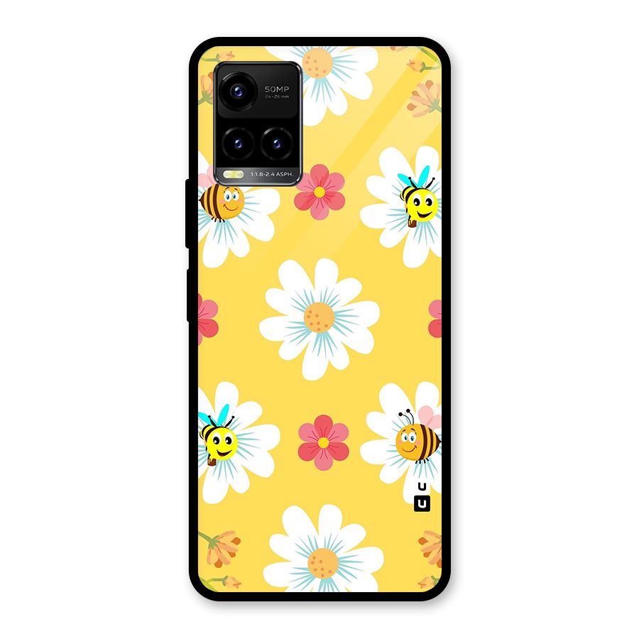 Happy Flowers Glass Back Case for Vivo Y21T