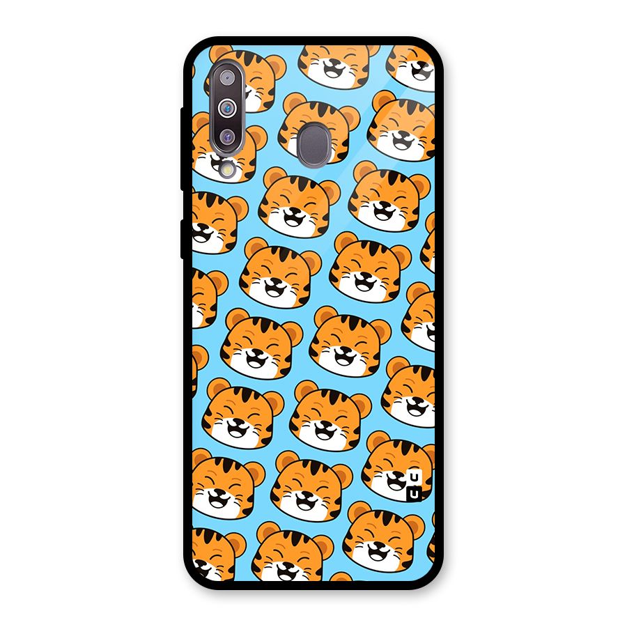 Happy Kitten Pattern Glass Back Case for Galaxy M30