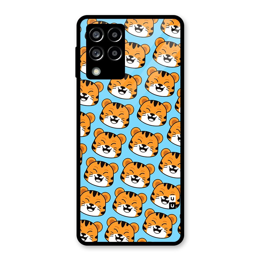 Happy Kitten Pattern Glass Back Case for Galaxy M53 5G