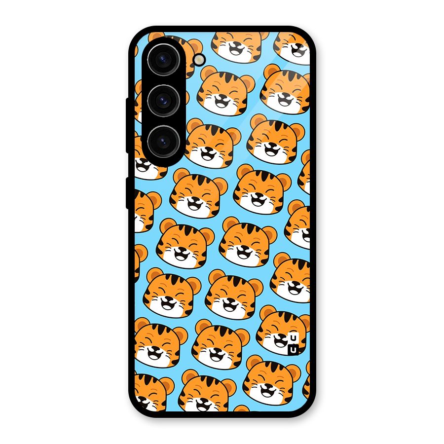 Happy Kitten Pattern Glass Back Case for Galaxy S23