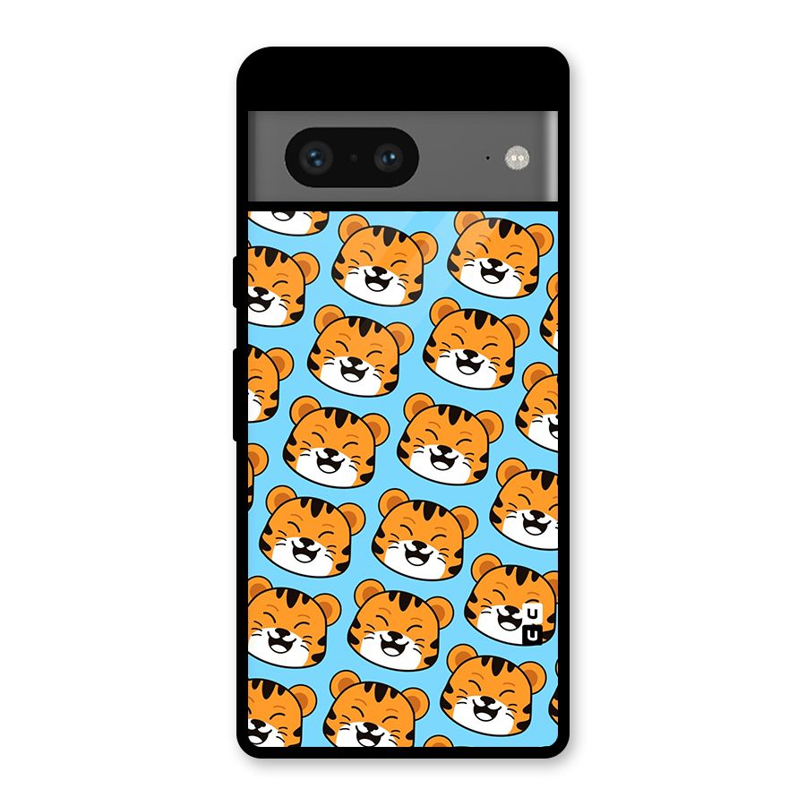 Happy Kitten Pattern Glass Back Case for Google Pixel 7