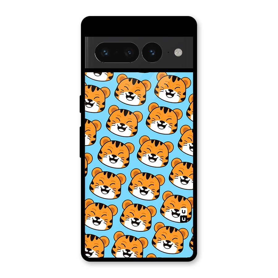 Happy Kitten Pattern Glass Back Case for Google Pixel 7 Pro