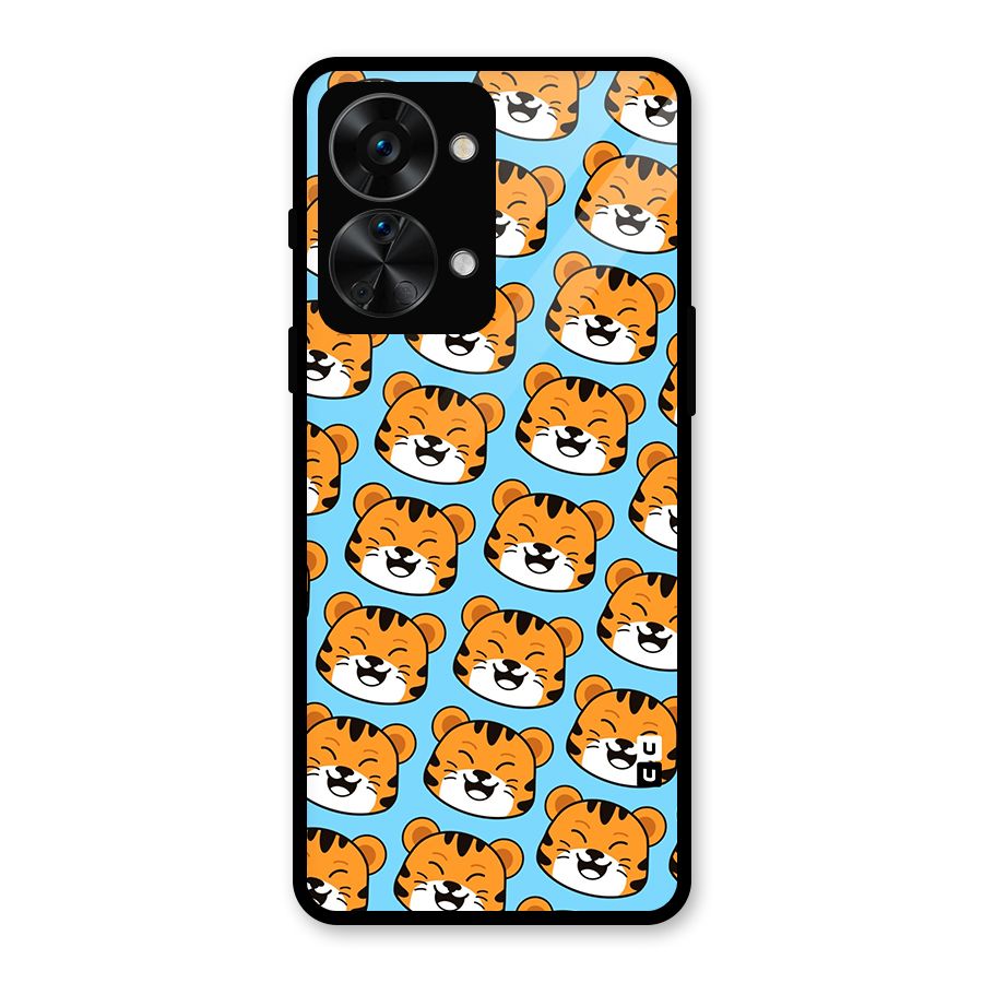 Happy Kitten Pattern Glass Back Case for OnePlus Nord 2T