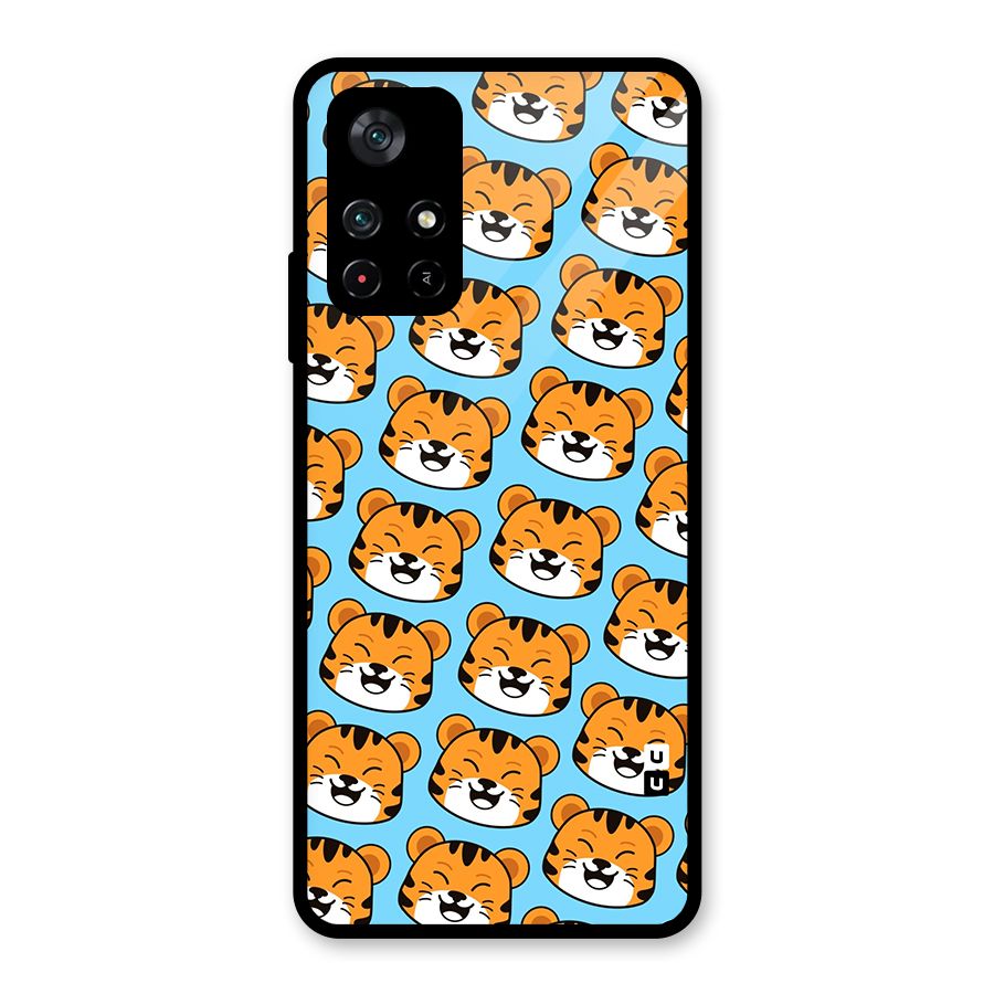Happy Kitten Pattern Glass Back Case for Poco M4 Pro 5G