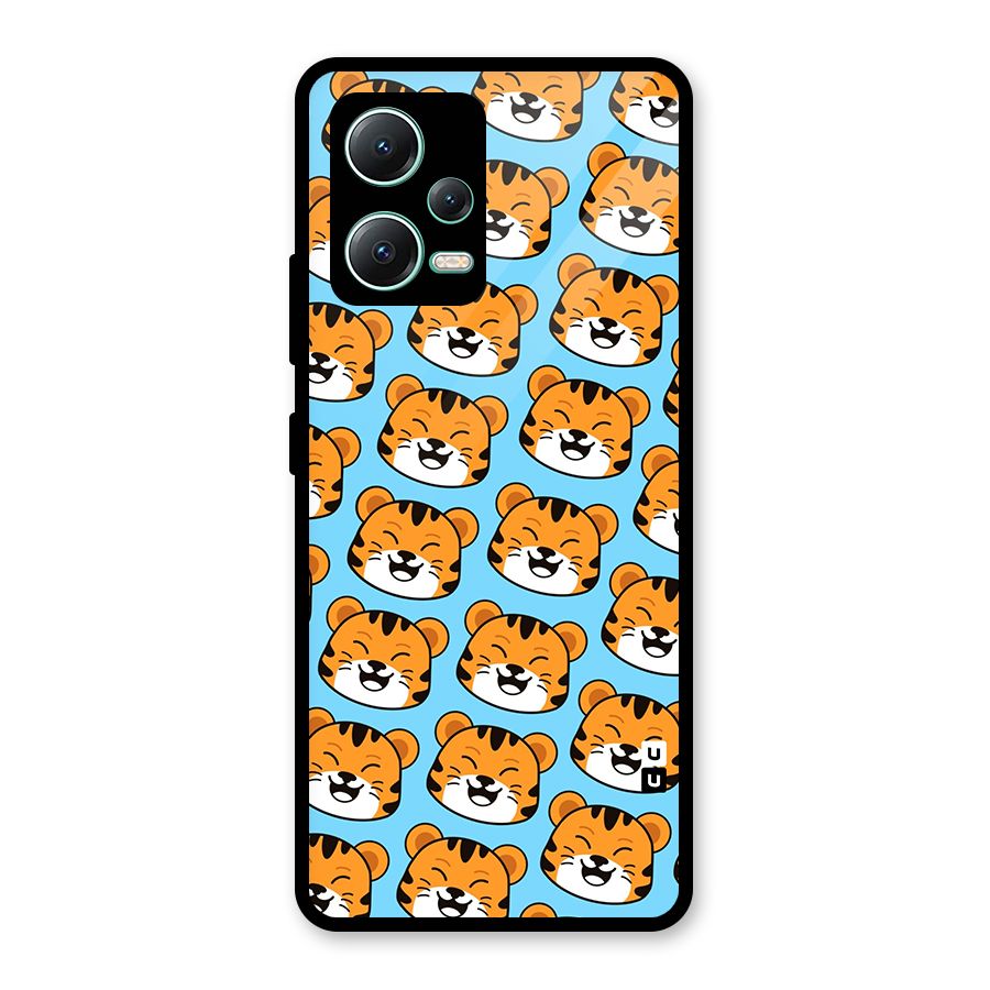 Happy Kitten Pattern Glass Back Case for Redmi Note 12 5G