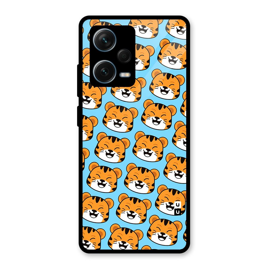 Happy Kitten Pattern Glass Back Case for Redmi Note 12 Pro Plus 5G