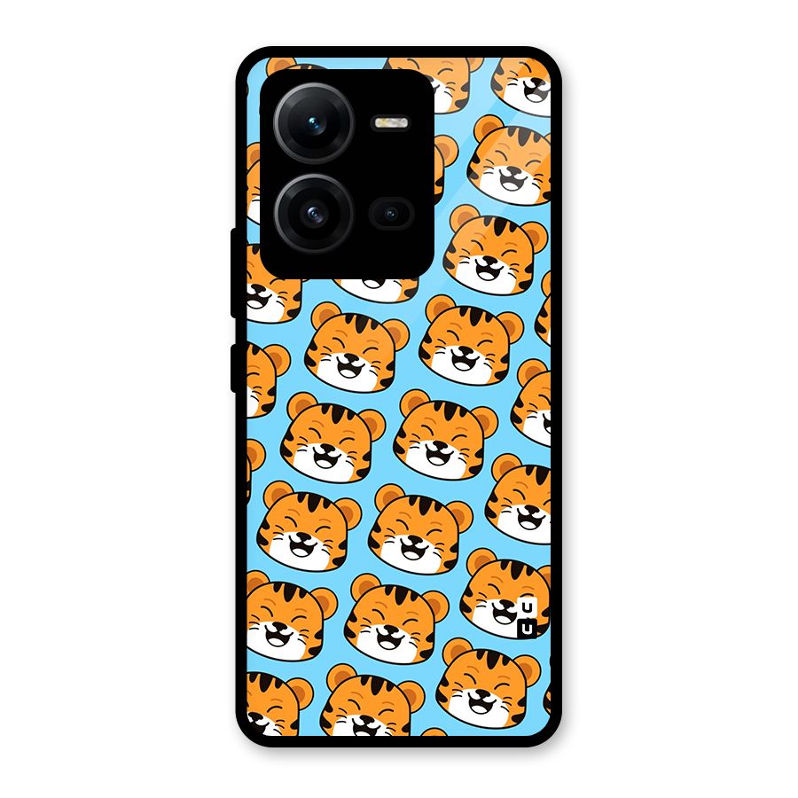 Happy Kitten Pattern Glass Back Case for Vivo V25