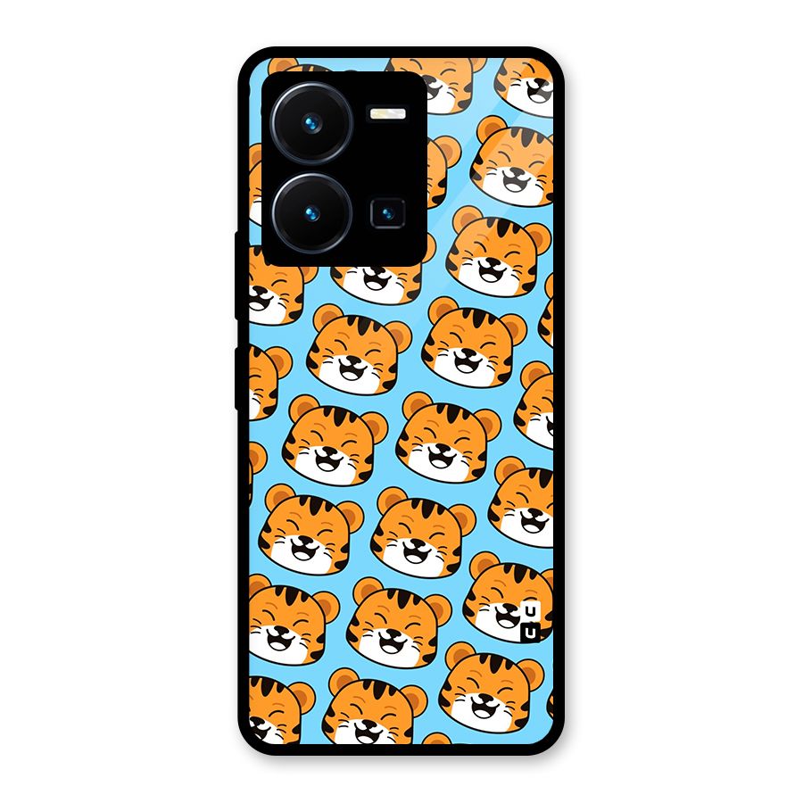 Happy Kitten Pattern Glass Back Case for Vivo Y35