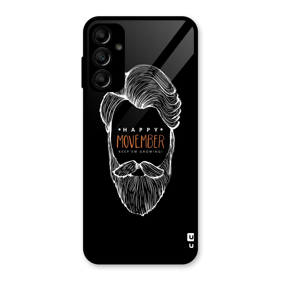 Happy Movember Black Glass Back Case for Galaxy A14 5G
