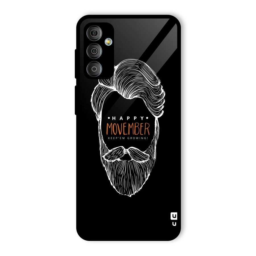 Happy Movember Black Glass Back Case for Galaxy F23