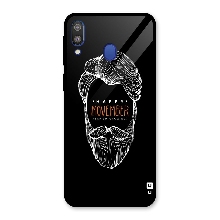 Happy Movember Black Glass Back Case for Galaxy M20