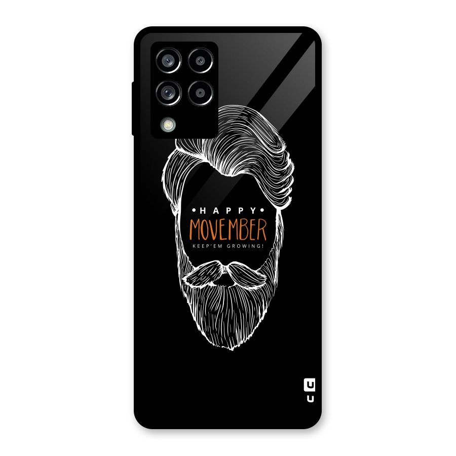 Happy Movember Black Glass Back Case for Galaxy M53 5G
