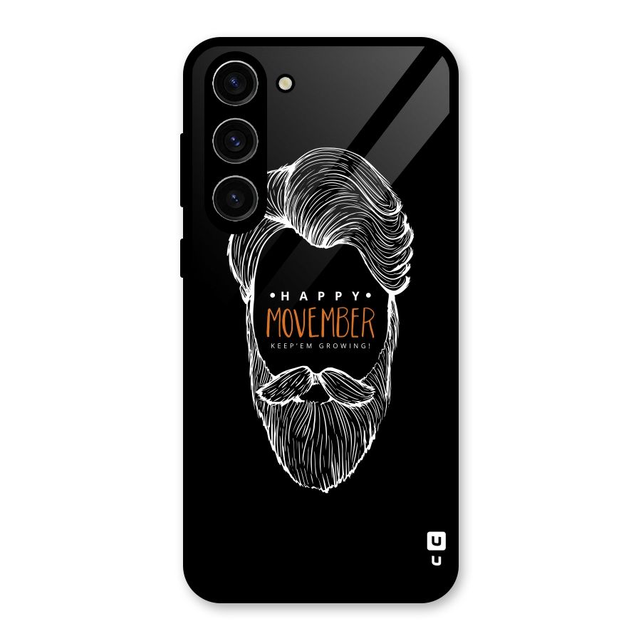 Happy Movember Black Glass Back Case for Galaxy S23 Plus