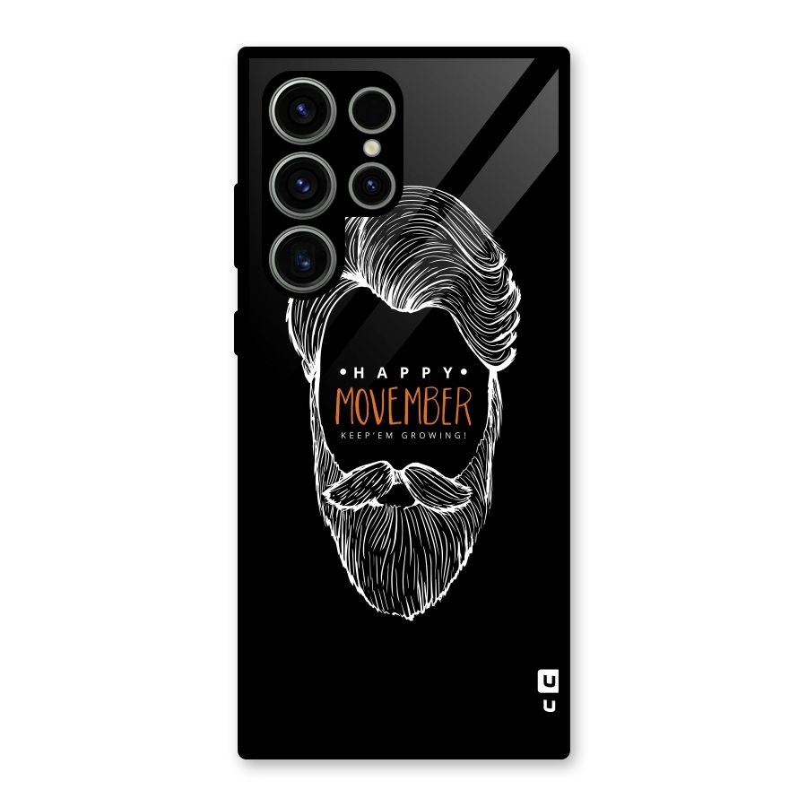 Happy Movember Black Glass Back Case for Galaxy S23 Ultra