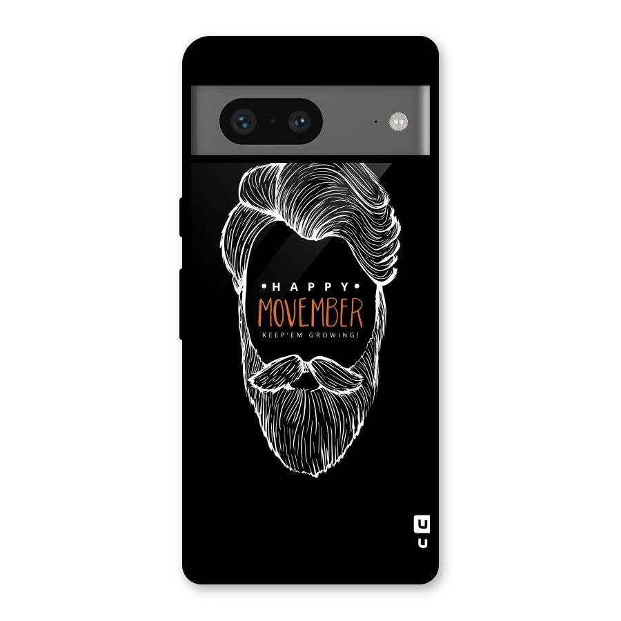 Happy Movember Black Glass Back Case for Google Pixel 7