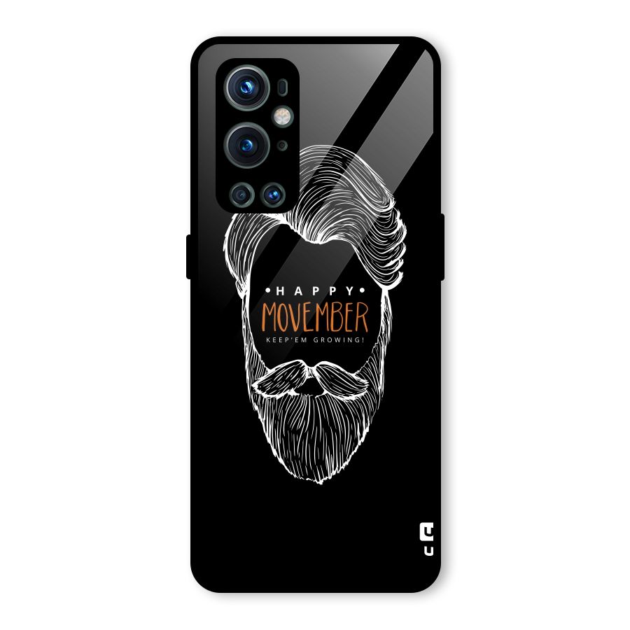 Happy Movember Black Glass Back Case for OnePlus 9 Pro