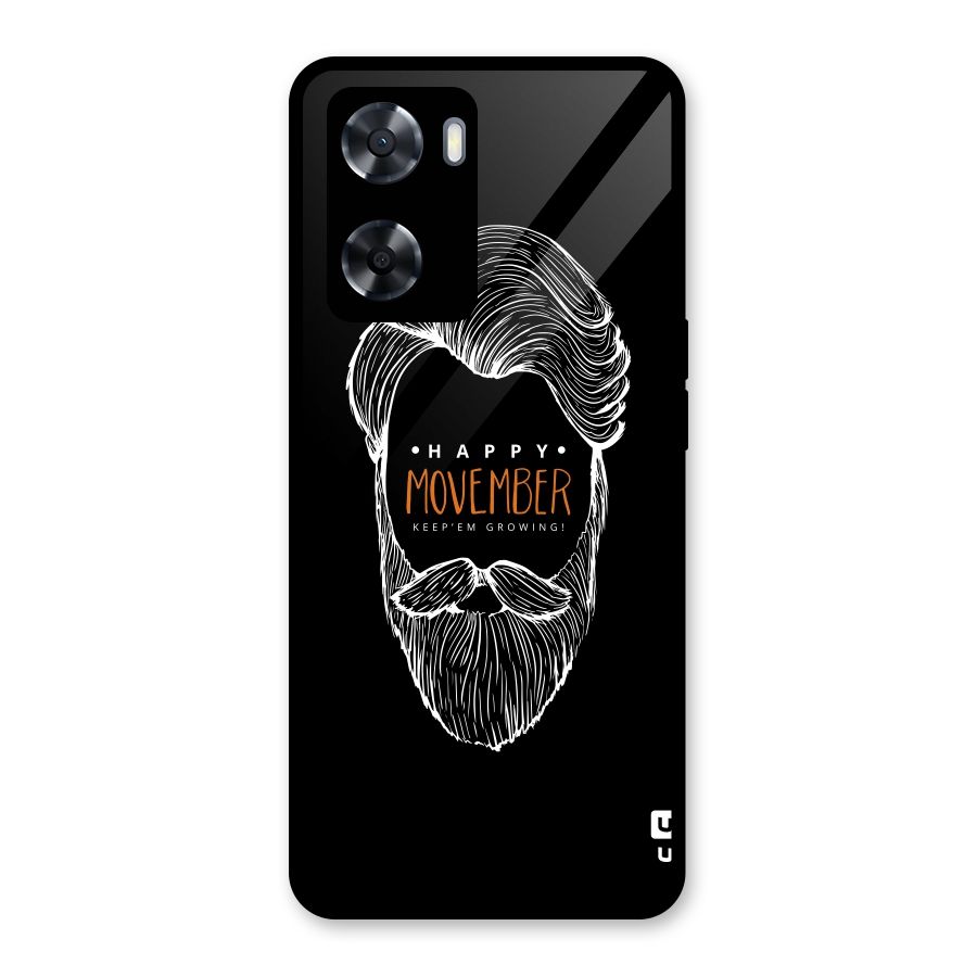 Happy Movember Black Glass Back Case for Oppo A57 2022