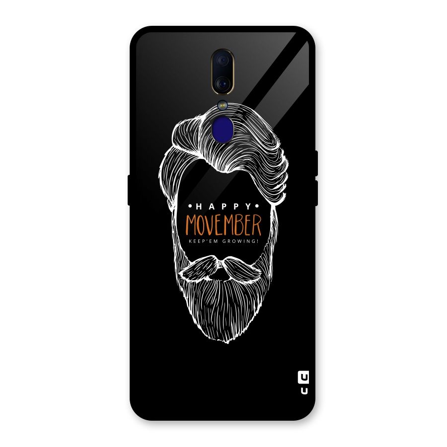 Happy Movember Black Glass Back Case for Oppo F11