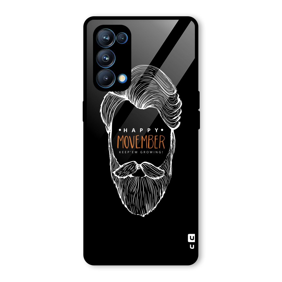 Happy Movember Black Glass Back Case for Oppo Reno5 Pro 5G