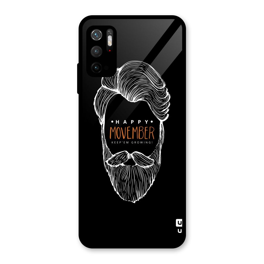 Happy Movember Black Glass Back Case for Poco M3 Pro 5G