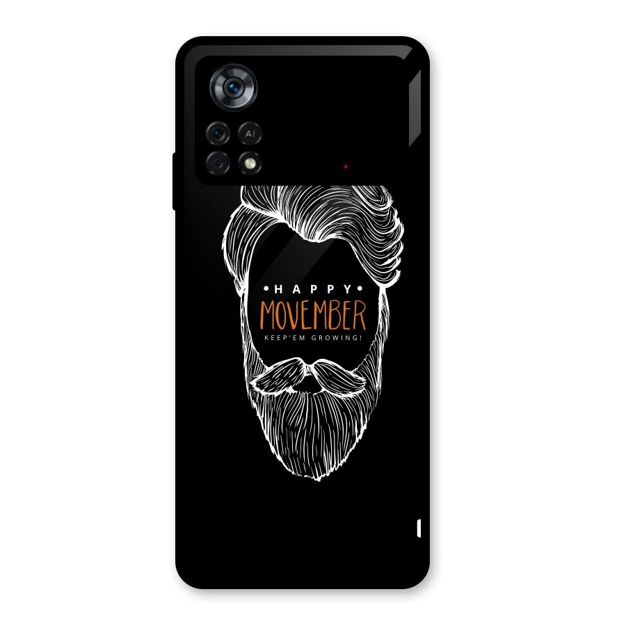 Happy Movember Black Glass Back Case for Poco X4 Pro 5G