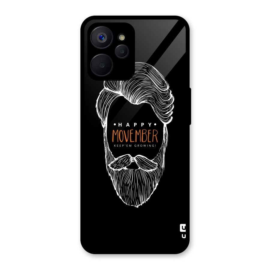 Happy Movember Black Glass Back Case for Realme 9i 5G