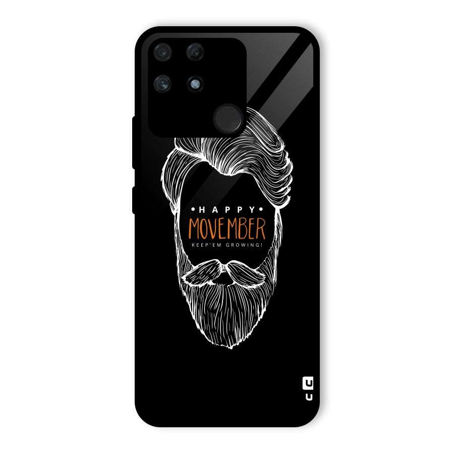 Happy Movember Black Glass Back Case for Realme Narzo 50A