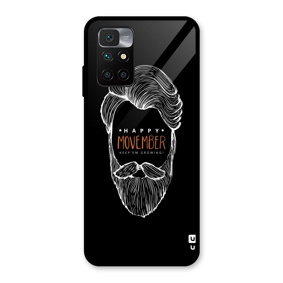 Happy Movember Black Glass Back Case for Redmi 10 Prime