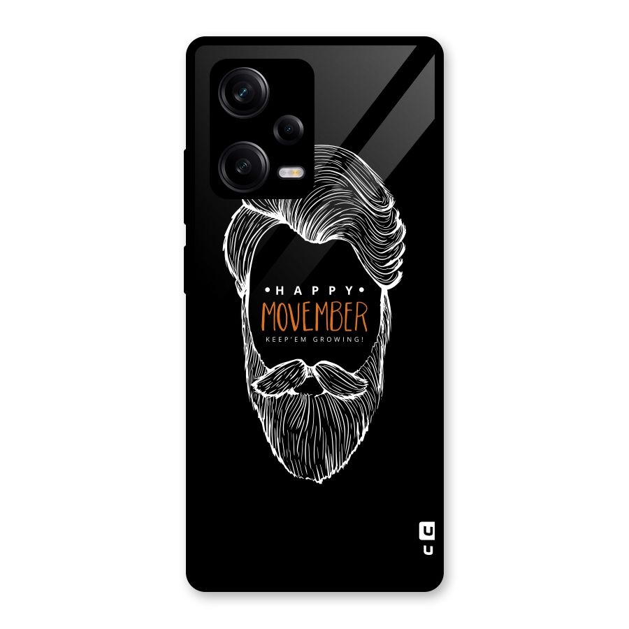Happy Movember Black Glass Back Case for Redmi Note 12 Pro