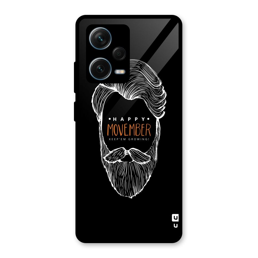 Happy Movember Black Glass Back Case for Redmi Note 12 Pro Plus 5G