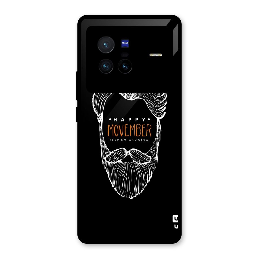 Happy Movember Black Glass Back Case for Vivo X80