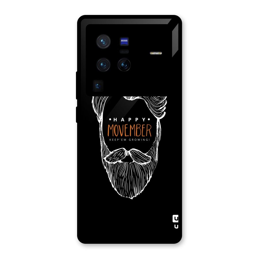 Happy Movember Black Glass Back Case for Vivo X80 Pro