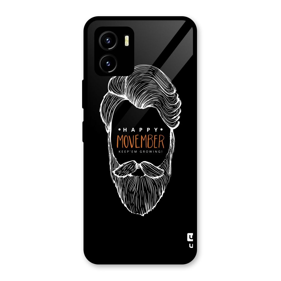 Happy Movember Black Glass Back Case for Vivo Y15s