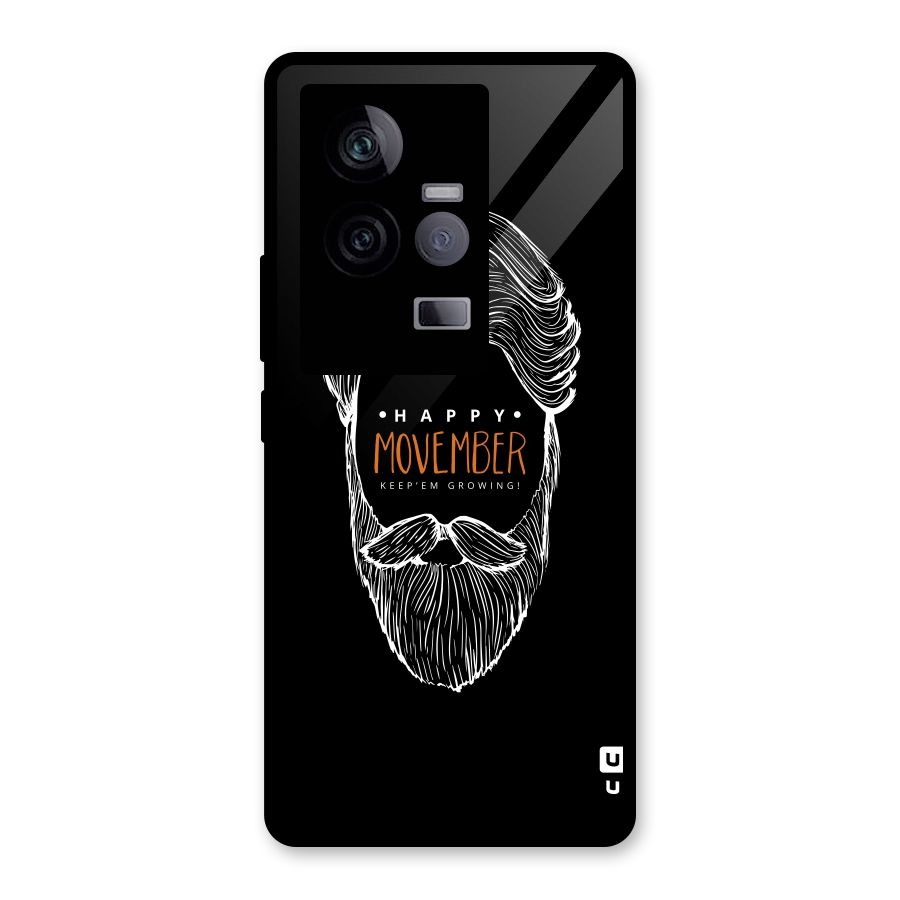 Happy Movember Black Glass Back Case for Vivo iQOO 11 5G