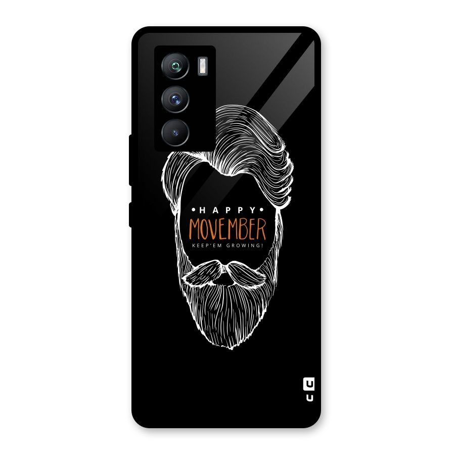 Happy Movember Black Glass Back Case for Vivo iQOO 9 SE