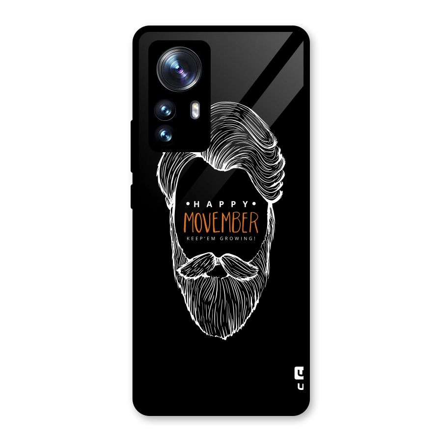 Happy Movember Black Glass Back Case for Xiaomi 12 Pro