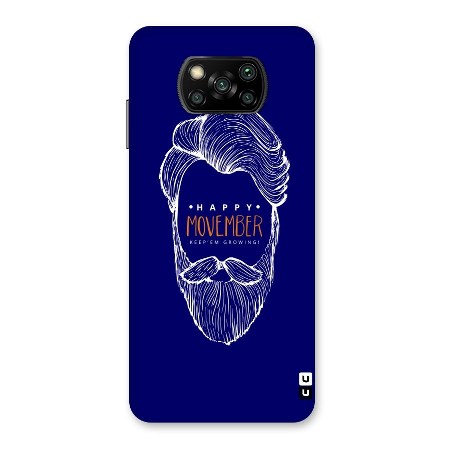 Happy Movember Blue Back Case for Poco X3