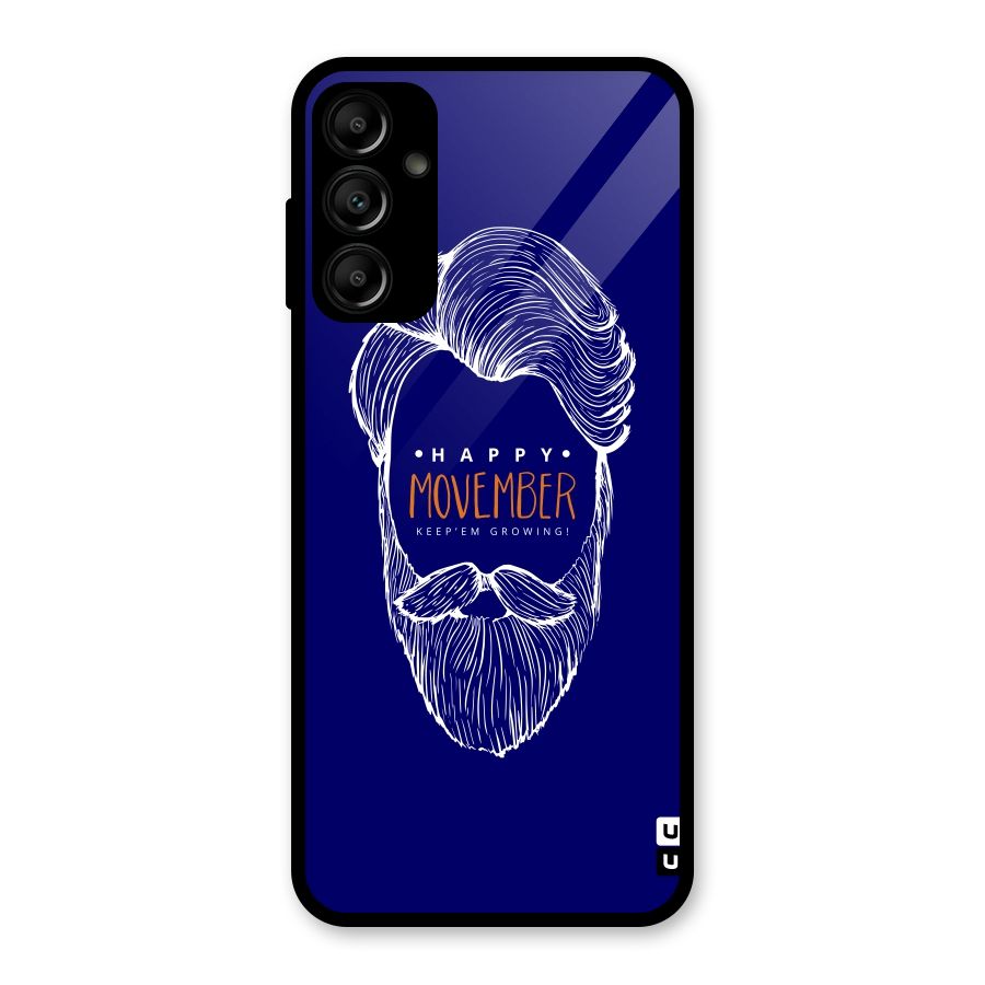 Happy Movember Blue Glass Back Case for Galaxy A14 5G
