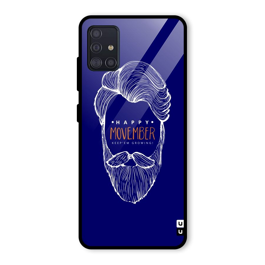 Happy Movember Blue Glass Back Case for Galaxy A51