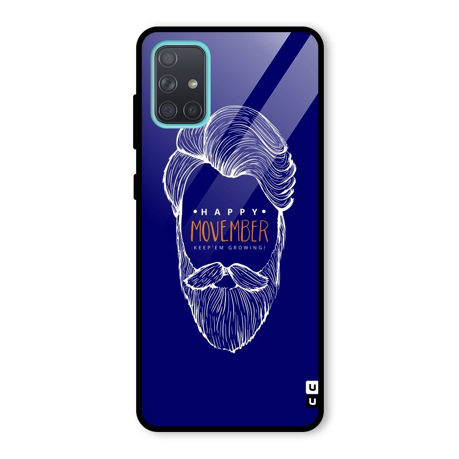 Happy Movember Blue Glass Back Case for Galaxy A71