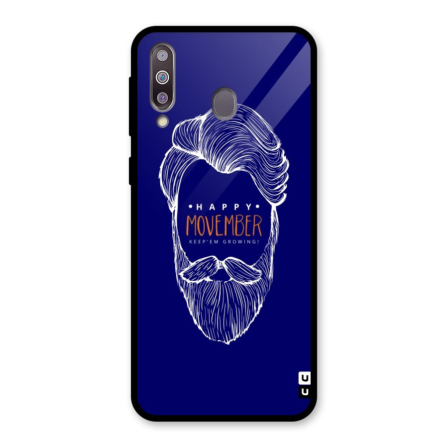 Happy Movember Blue Glass Back Case for Galaxy M30