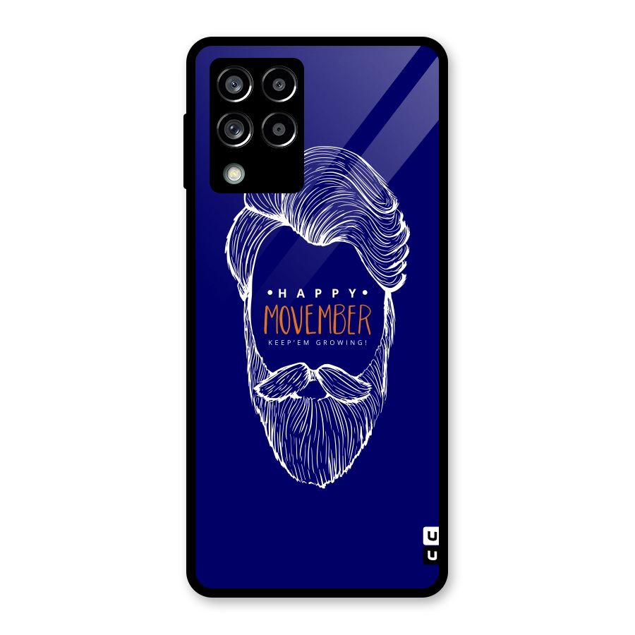 Happy Movember Blue Glass Back Case for Galaxy M53 5G