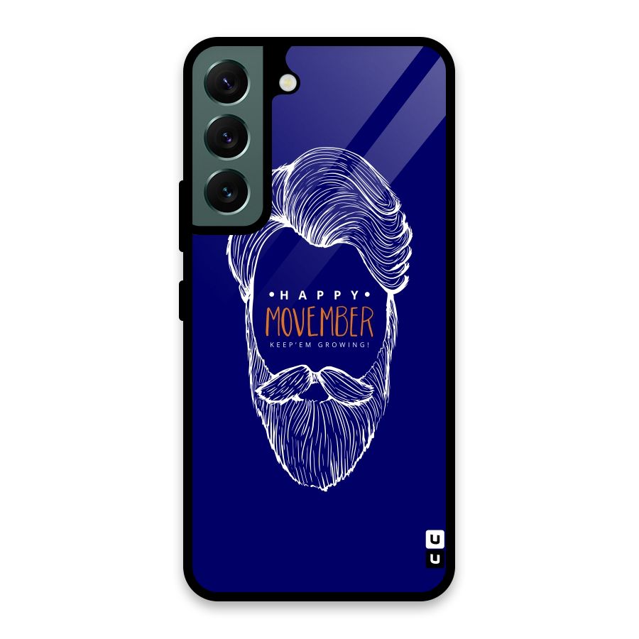 Happy Movember Blue Glass Back Case for Galaxy S22 5G