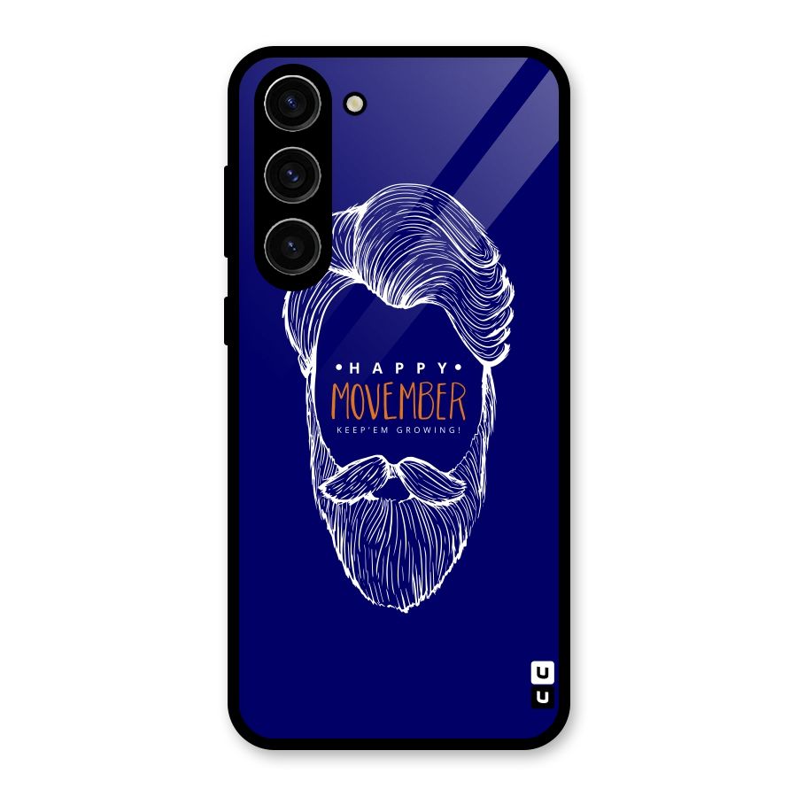 Happy Movember Blue Glass Back Case for Galaxy S23 Plus