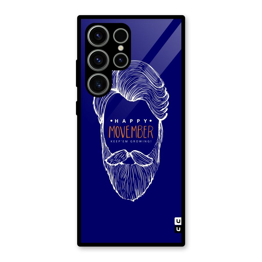 Happy Movember Blue Glass Back Case for Galaxy S23 Ultra