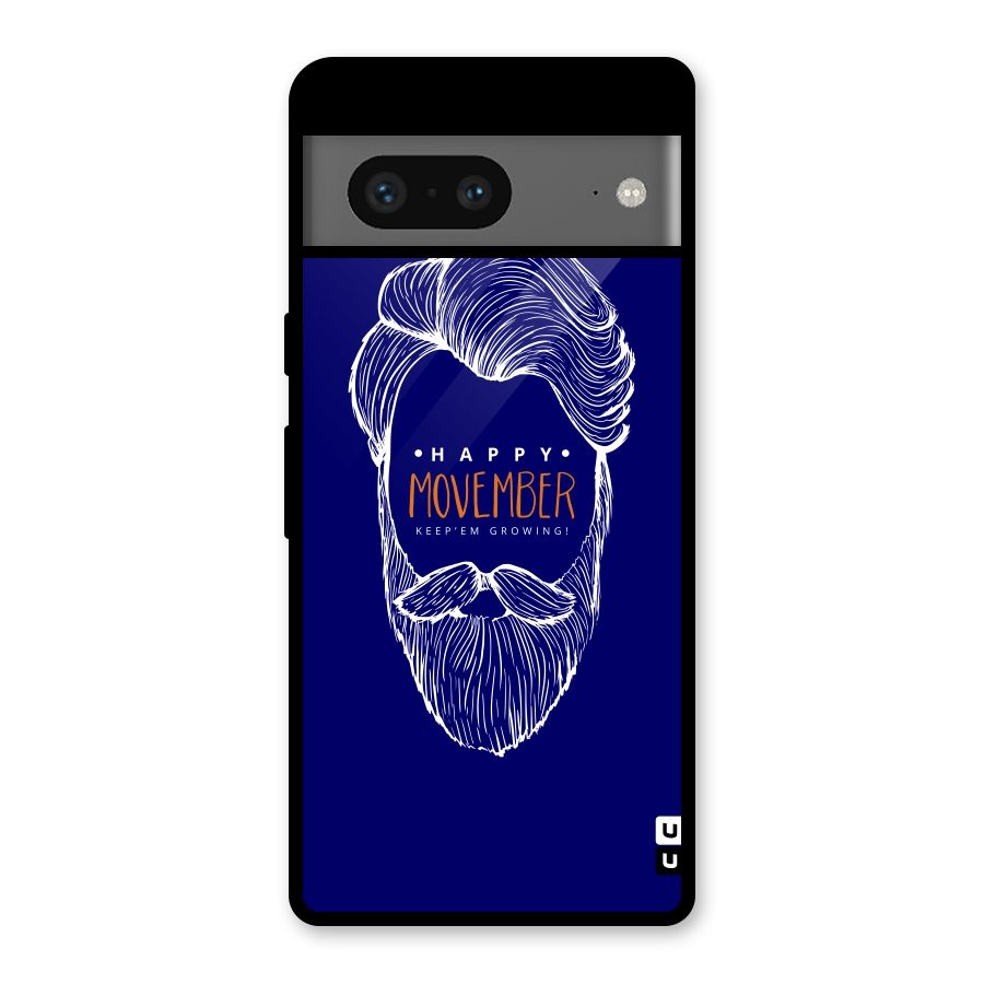 Happy Movember Blue Glass Back Case for Google Pixel 7