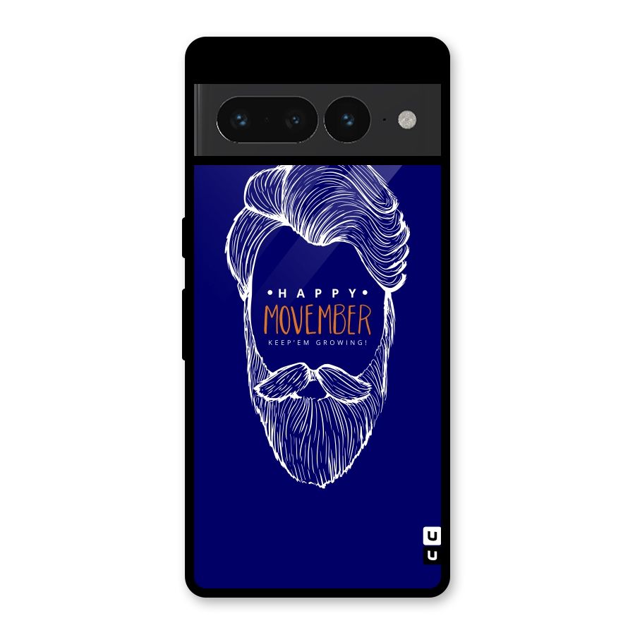 Happy Movember Blue Glass Back Case for Google Pixel 7 Pro