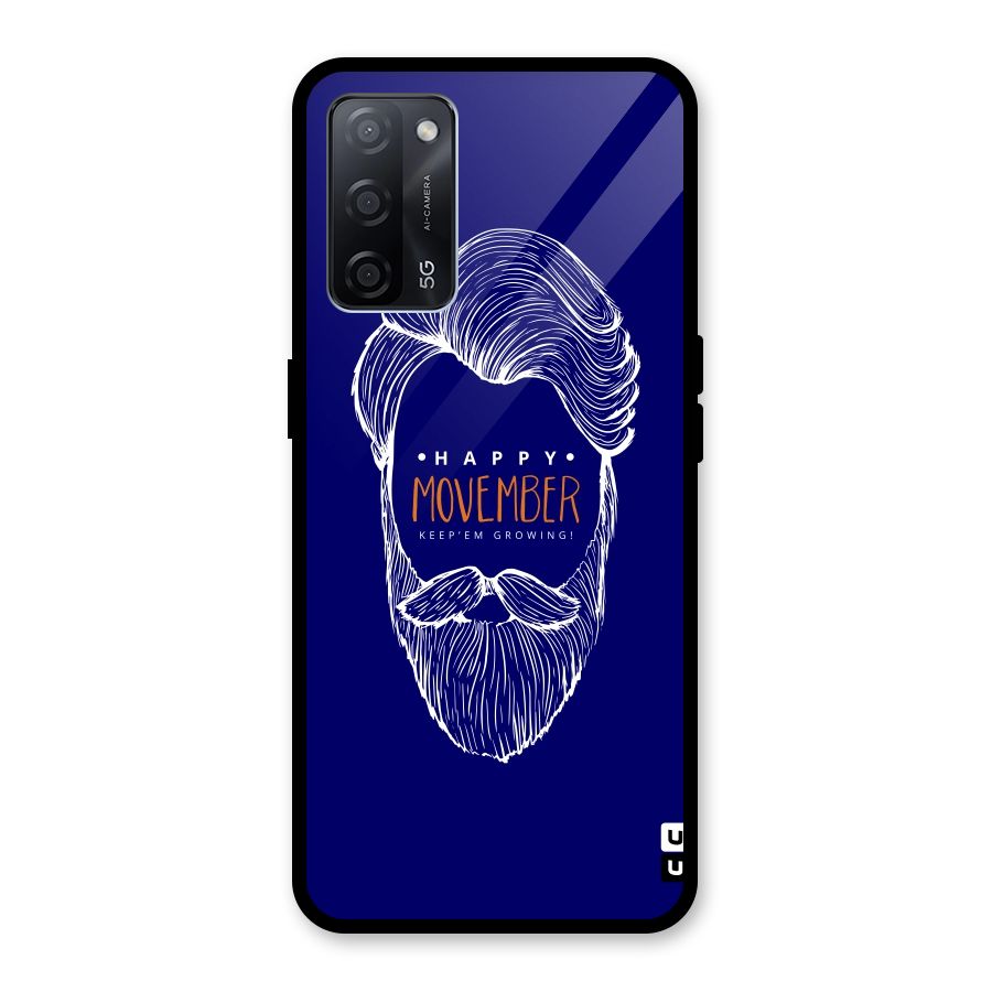 Happy Movember Blue Glass Back Case for Oppo A53s 5G