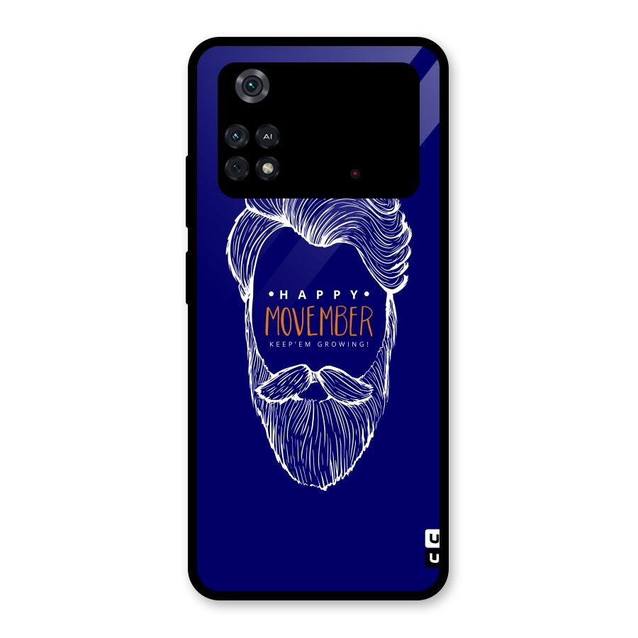 Happy Movember Blue Glass Back Case for Poco M4 Pro 4G