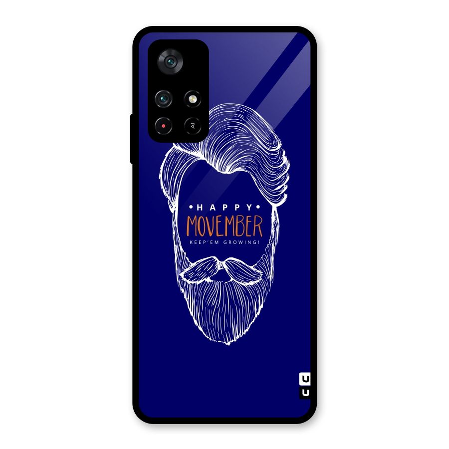 Happy Movember Blue Glass Back Case for Poco M4 Pro 5G